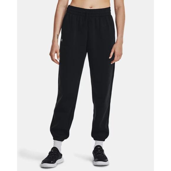 NWT Under Armour UA Rival Fleece Women's Oversized Joggers in Black size Large - Picture 1 of 7